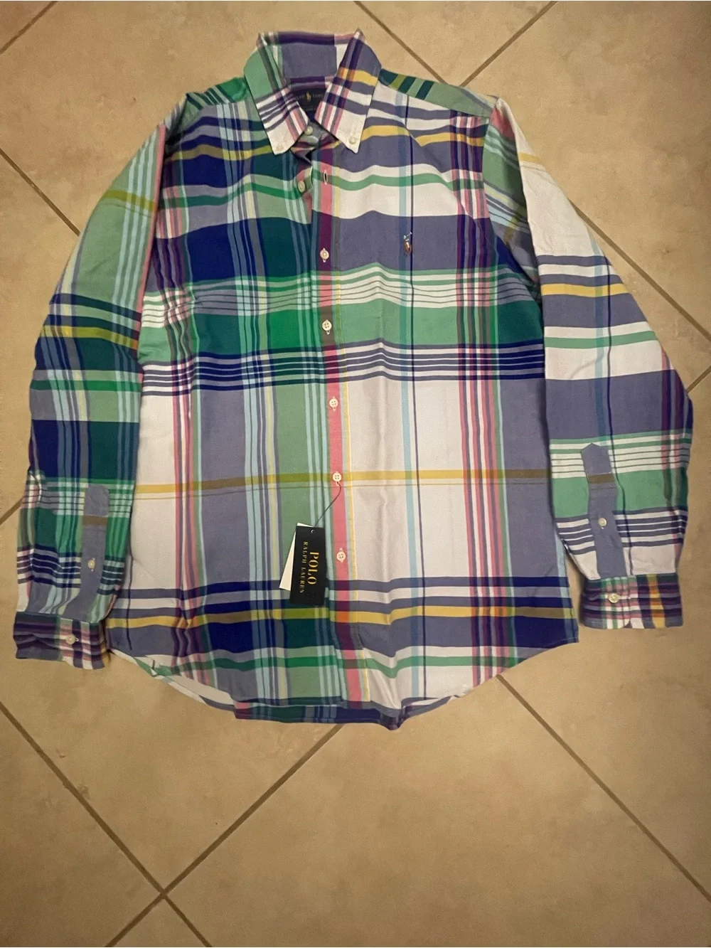 Ralph Lauren Pastel Plaid Button-Down Shirt in Blue, Green & Pink